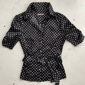 [ 6 Degrees Black & White Polka Dot Blouse ] small